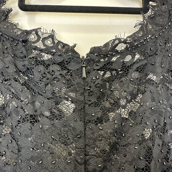 Aidan Mattox 100% Silk Long Black Maxi Dress Evening Gown Wedding Chiffon Beaded - Picture 10 of 15